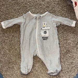 Gerber Gray and White Striped Baby Footed One-Piece